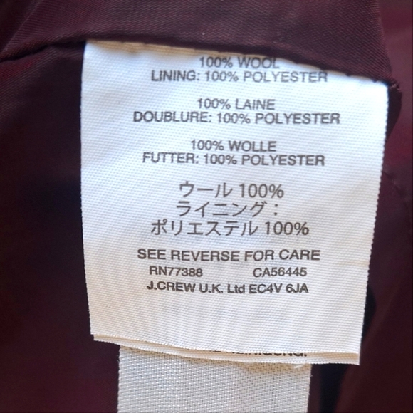 J. Crew Burgundy Wine V-Neck Midi Women's Dress Wool Size 00 NWT - Picture 10 of 10